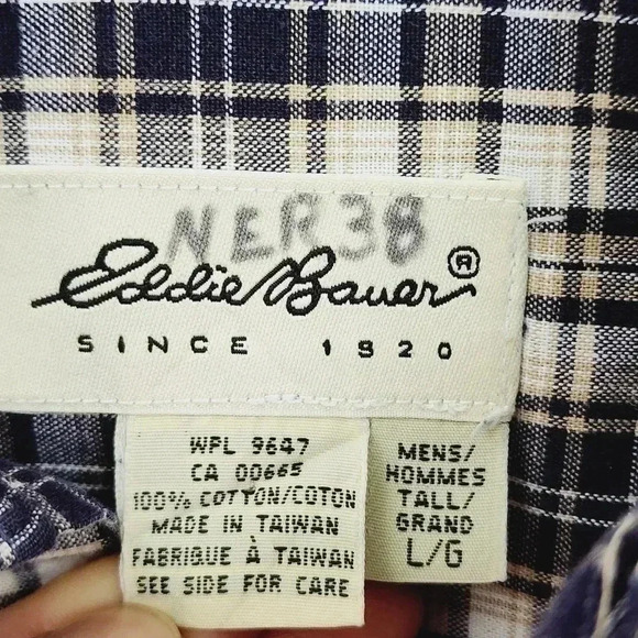 Vintage Eddie Bauer Button Down Plaid Long sleeve Men's Shirt L - Picture 5 of 6